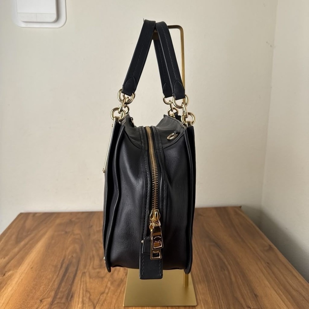 Coach Dreamer 36 Black Leather Shoulder Bag Satchel Gold Hardware - Picture 13 of 16